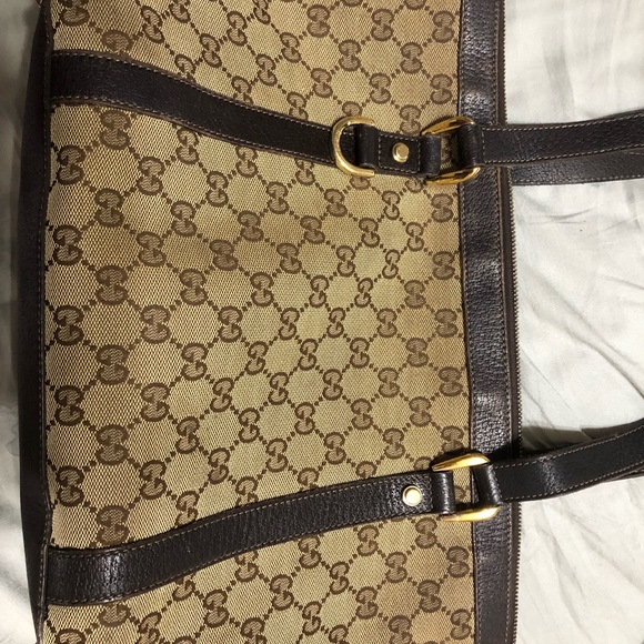 Authentic GUCCI Monogram Canvas and leather tote - Picture 3 of 5
